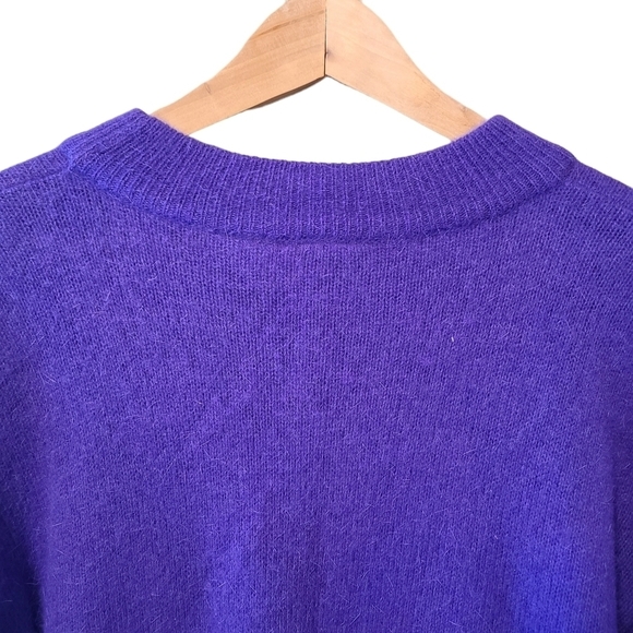 VINTAGE Shamy's SOFT purple angora rabbit hair wool long sleeve sweater 80s - Picture 4 of 8